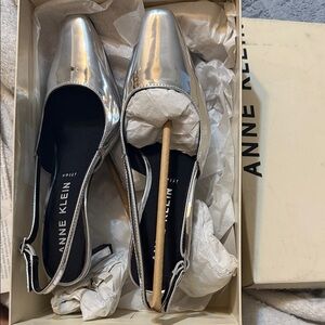 Anne Klein Shiny Silver Heels